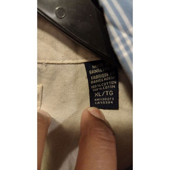 Wrangler men's Authentics Blue Plaid short sleeve button down everyday shirt - Picture 4 of 6